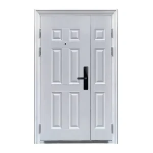 Custom Unequal Double Opening Metal Security Exterior Steel Entry Door
