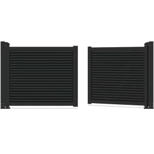 Custom Weather Resistant Matte Black Aluminum Double Swing Gate with Shutter Structure for Modern Villa Garden Access