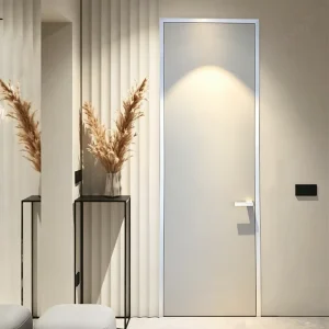 Custom White Primed Wooden Interior Door Single Door Leaf Modern Design for Apartments and Villas