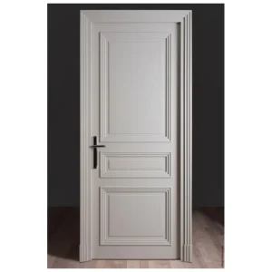 Custom White Primer Moulded Solid Wood Interior Entry Door, Single Door Leaf, Fire Prevention, for Apartments and Offices