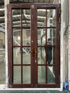 Custom Wood-Clad Aluminum Composite Casement Entry Door with Double Tempered Glass