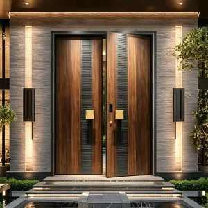 Custom aluminum alloy frame exterior security front entry door for villas