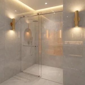 Customizable 8mm Thick Rectangular Frameless Straight Brushed Tempered Shower Screen Bathroom Panel Fixed Hinge Gym