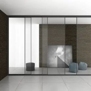 Customizable Black Aluminum Narrow Frame Energy-Efficient Modern Sliding Door for Commercial Buildings and Interiors