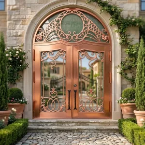Customizable Copper-Aluminum-Steel Villa Entrance Door, European Design, Anti-Theft, Rotating Outdoor Apartment Door