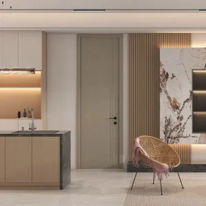 Customizable Dark Paint-Free Solid Wood Interior Door for Bedrooms and Villas