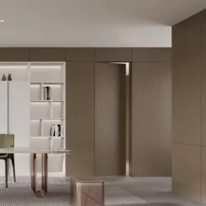 Customizable Fire-Resistant Solid Wood Composite Polymer Invisible Secret Door, Manual Side Opening