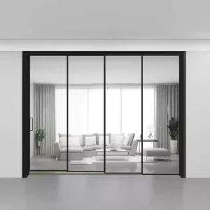 Customizable French style Minimalist Ultra narrow Frame Aluminum Alloy Sliding Doors Sound Insulation for Hotels Shopping Malls