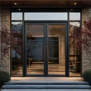 Customizable Modern Finished-Surface Tempered Glass Aluminum Alloy Windproof Swing Home Door