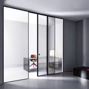 Customizable Narrow Frame Windproof Waterproof Modern Style Aluminum Frameless Sliding Door for Apartment or Villa