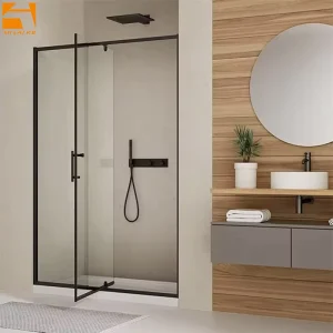Customizable Single Bathroom Shower Door For Hotel Modern Walk in 8MM Glass Shower Screen Black Golden Frame 304 Stainless Steel