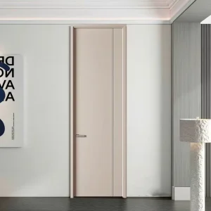 Customizable Single Wood Double-Panel Interior Bedroom Door with Frame, Direct from Factory