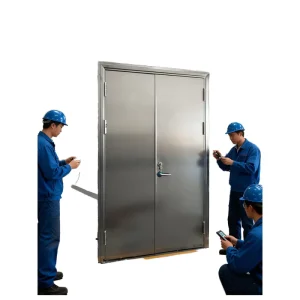 Customizable Steel Double-Open Hospital Interior Ward Door with Fire Prevention Nylon Screen Finished Surface