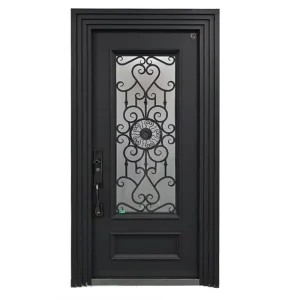 Customizable Steel Wrought Iron Security Entry Door, Modern Exterior