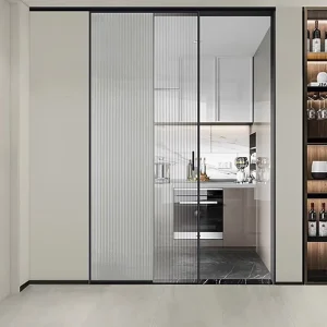 Customized Aluminium Sliding Door Double Tempered Glass With Rail