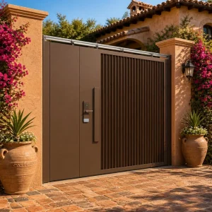 Customized Aluminum Alloy Outdoor Single Security Entry Door, Powder-Coated, Residential Garden