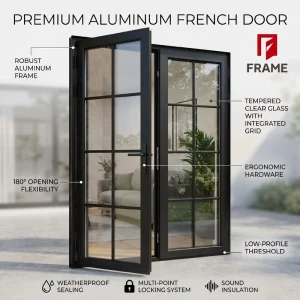 Customized Aluminum Casement Door for Garden, Backyard, and Terrace