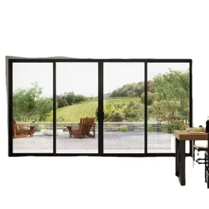 Customized Aluminum Glass Sliding Door with Fire and Impact Resistance for Supermarket and Kitchen Use