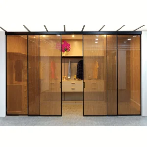 Customized Aluminum Two Tracks Narrow Sliding Glass Door Hanging Doors Slim Frame Sliding Door