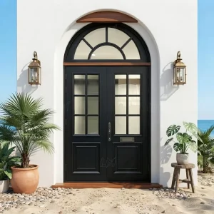 Customized Arch Aluminum Frame Glass Swing Main Door Grill Design Soundproof Aluminum Entrance Front Door for House