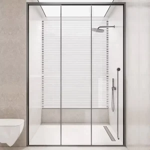 Customized Bathroom One-Fixed Two-Sliding Shower Door with 8mm Clear Tempered Glass Enclosure