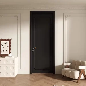 Customized Black Lacquer Interior Wood Door, Painted Lacquered Finish, Side-Opening Design