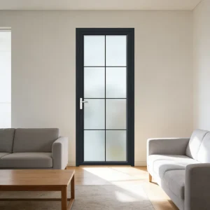 Customized Color Size Modern Minimalist Aluminum Interior Swing Style Bathroom Toilet Door for Apartment Hotel Villa Use