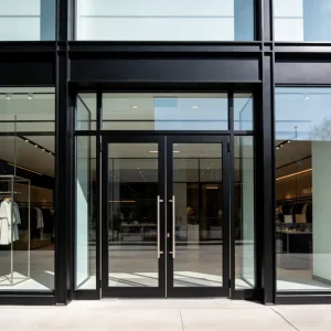 Customized Double Casement Glass French Aluminum-Frame Entrance Doors for Restaurants and Stores