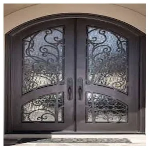 Customized Exterior Double Swing Wrought Iron Door