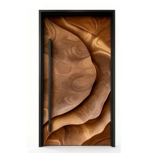 Customized Exterior Solid Wood 3D Carved Pivot Front Door for Villa
