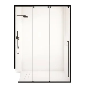 Customized Frameless Sliding Rectangular Shower Screen Door with Hinged Hardware, Safety Tempered Glass and Acrylic Tray