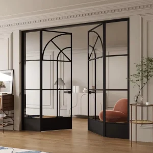 Customized French Style Retro Swing Aluminum Alloy Double-Leaf Door for Restaurants, Clothing Stores, Shops, and Balconies