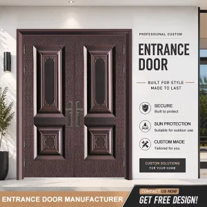 Customized Front Entrance Door for Residential House Steel Security Anti-theft Door for Villa