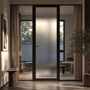 Customized High Quality Modern Tempered Glass Soundproof Villa Entrance Aluminum Alloy Exterior Swing Single Doors
