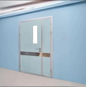 Customized Hospital Unequal Steel Double Swing Door, Airtight, Manual Opening