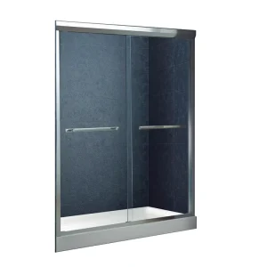 Customized KD6004 Aluminum Framed Bypass Sliding Extend Shower Door Tempered Glass Polished Frame Eco Friendly Contemporary