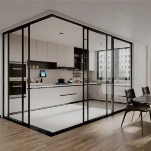 Customized Modern Design Large Indoor Waterproof Soundproof Double Glazed Tempered Glass Aluminum Sliding Doors for Kitchen