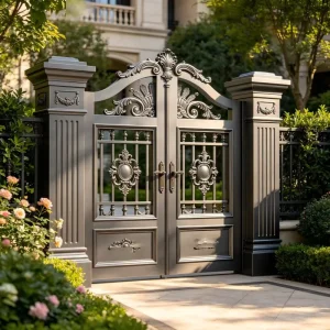 Customized Modern Industrial Aluminum Alloy Automatic Swing Gate for Main Driveway Villas and Hotels