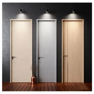 Customized Modern Solid Wood Composite Door Set with Sound Insulation, Finished Surface, No Paint Required