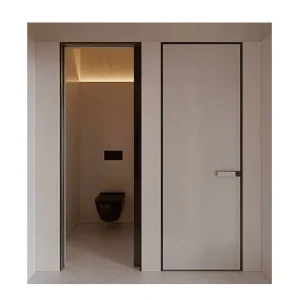 Customized Modern Waterproof Soundproof Invisible Trimless Wood Hidden Door Finished Interior Bathroom Apartment Hotel