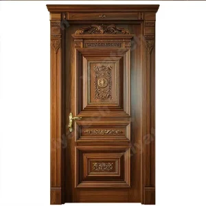 Customized OEM ODM Solid Wood Single Entry Main Entrance Bedroom Wooden Door