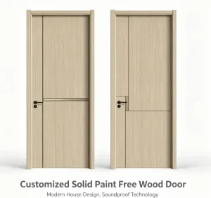 Customized Paint-Free Solid Wood Interior Door Soundproof Postmodern Design for Bedroom and Villa