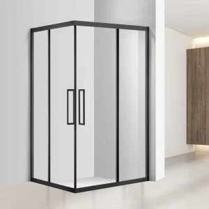 Customized Polished Square Shower Room Partition Two Solid Sliding Door Hotel Bathroom Waterproof Screen