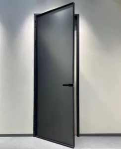 Customized Slim Aluminum Glass Door Black Frameless Modern Water Resistant for Interior Living Room Bathroom Villa
