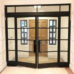 Customized Steel French Double Swing Door for Hotel or Commercial Use