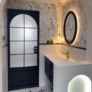 Customized Very Narrow Aluminum Alloy Glass Swing Door French Style Modern Design for Interior Waterproof
