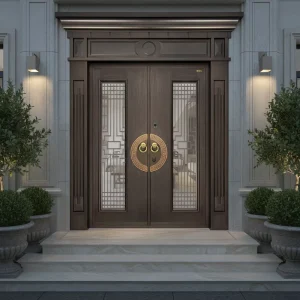 Customized Villa Aluminum Alloy Main Door with Glass Support