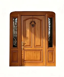 Customized Waterproof Solid Wood Entrance Door with Finished Surface for Commercial Security Use