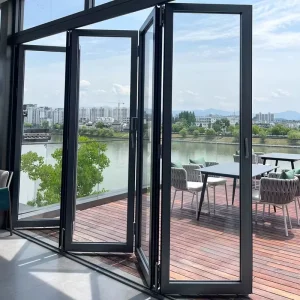Customized Waterproof Soundproof Hurricane-Impact-Resistant Aluminum Alloy Sliding Bi-Fold Doors with Double Tempered Glass for Outdoor Use