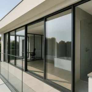 Dark-Colored Modern Aluminum Sliding Door with Low-E Glass for Balconies, Hotels, Apartments, and Malls
